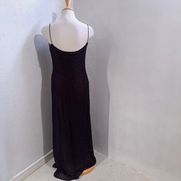 JS collections | Black and red lace trim spaghetti strap long evening go… - Picture 6 of 11